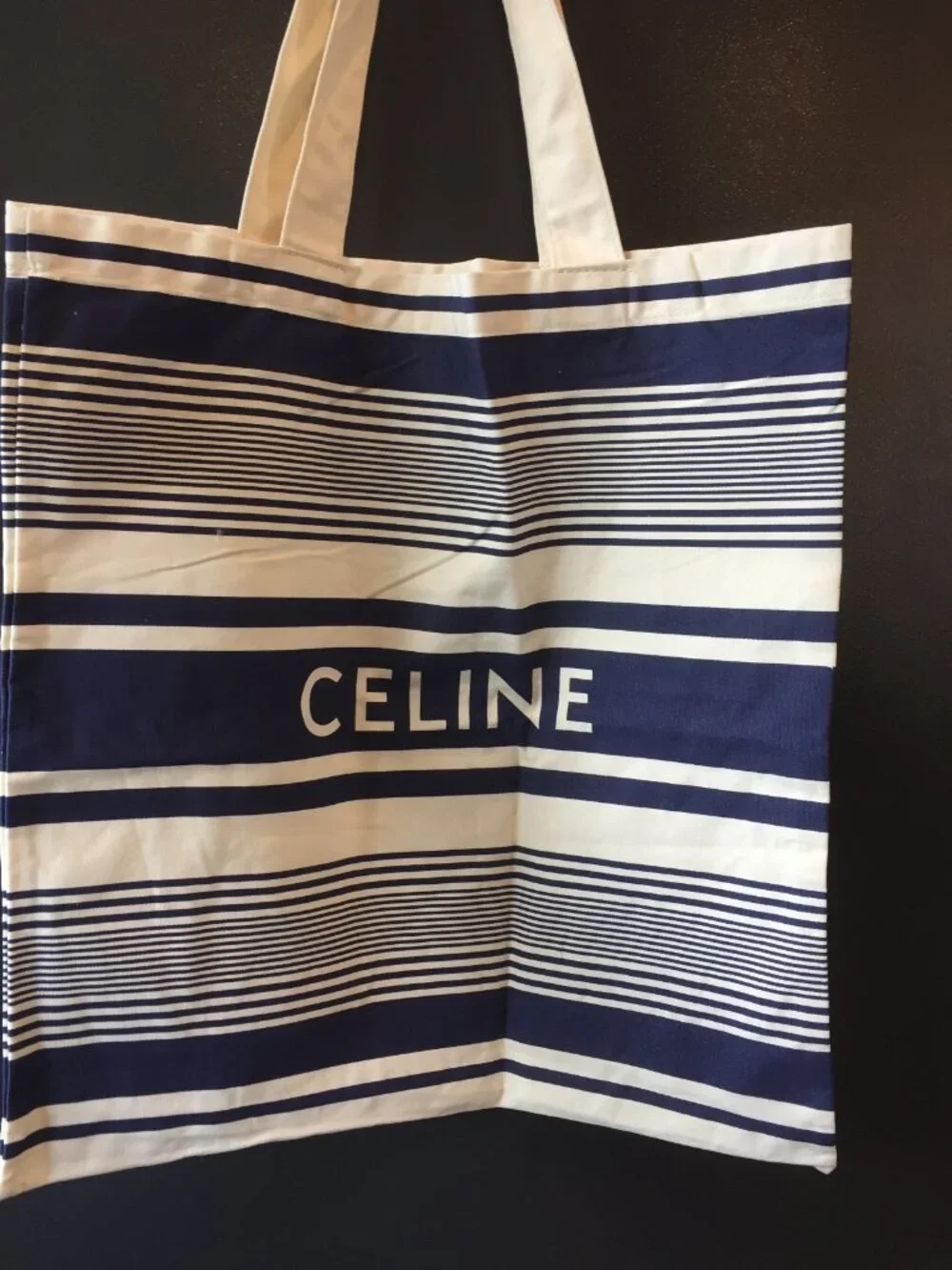 Celine VIP Gift Blue and White Striped Canvas Tote